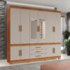 Guarda-Roupa Parma 10 portas com espelho -  Cinamomo/Off White