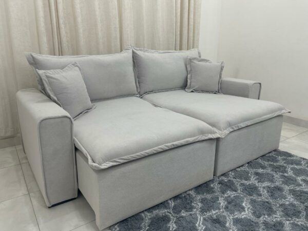 Sofá Cama/Retrátil Ravena 2.40m - Boucle Prata