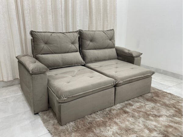 Sofá Retrátil e Reclinável REF 2030 2.00m – Bege Veludão