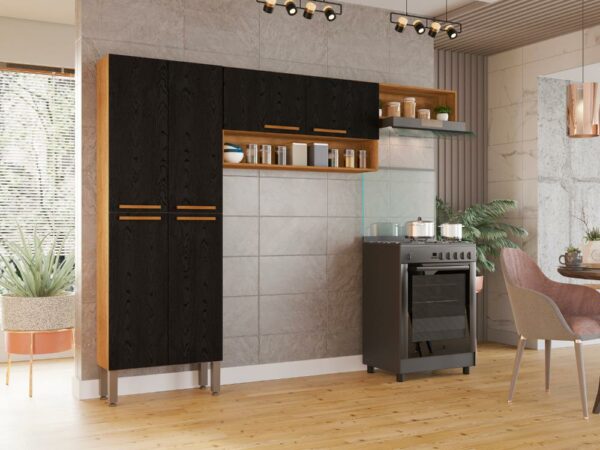 Cozinha Madri 3 peças - Cinamomo/Preto