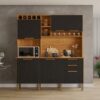 Armário Kit de Cozinha New Topázio 1,65m – Cinamomo/Preto