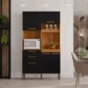 Armário Kit de Cozinha Dubai 4 Portas 2 Gavetas – Cinamomo/Preto