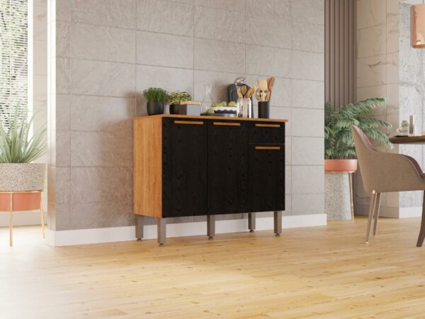 Balcão de Cozinha Madri 1,05m - Cinamomo/Preto