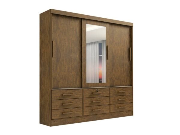 Guarda-Roupa Meridian 3 portas e 9 gavetas – Ipê