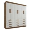 Guarda-Roupa Mônaco 6 portas e 12 gavetas – Ipê/Off White