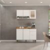 Combo Armário de Cozinha Aéreo  3 portas Reflecta  + Balcão 1.20m New Valência – Branco