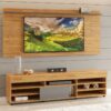 Rack Bela com Painel Ravena 55” – Mel/Cinza