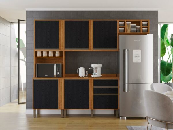 Cozinha Completa Pérola 4 Peças - Cinamomo/Preto