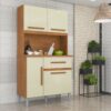 Armário Kit de Cozinha Luiza 4 Portas 1 Gaveta - Cinamomo/Off White