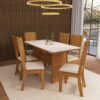 Mesa de Jantar Évora/Lisboa  Com 6 Cadeiras – Freijó/Off White