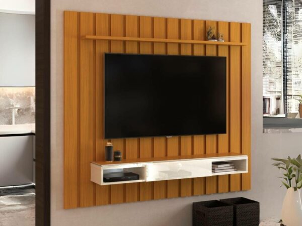 Painel Brise com Nicho Universal 1.8 75"-  Cedro/Off White