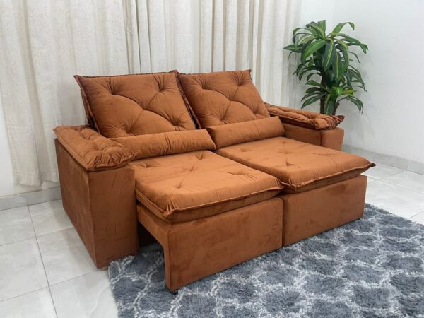 Sofá Retrátil Reclinável New Grécia 1.90m - Terracota Veludinho
