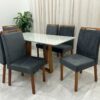 Mesa de Jantar Pedro 1.60x0.80 Com 6 Cadeiras Isa – Cinamomo/Off White/Cinza