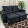 Sofá Retrátil Reclinável New Grécia 1.90m - Preto Veludinho