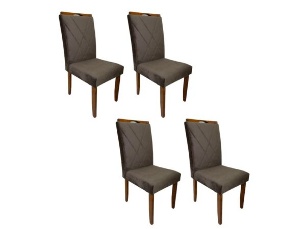 Conjunto Cadeiras Califórnia 4 unidades – Cinamomo/Marrom