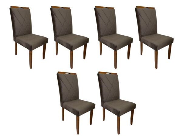 Conjunto Cadeiras Califórnia 6 unidades – Cinamomo/Marrom