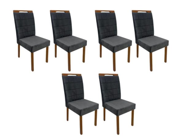 Conjunto Cadeiras Las Vegas 6 unidades – Cinamomo/Cinza