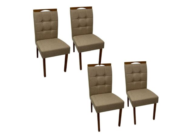Conjunto Cadeiras Nicole 4 unidade - Cinamomo/Bege