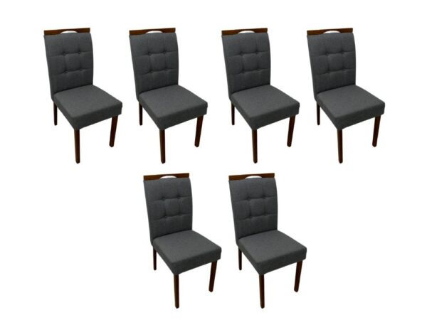 Conjunto Cadeiras Nicole 6 unidade - Cinamomo/Cinza