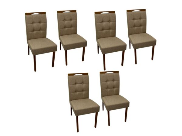 Conjunto Cadeiras Nicole 6 unidade - Cinamomo/Bege