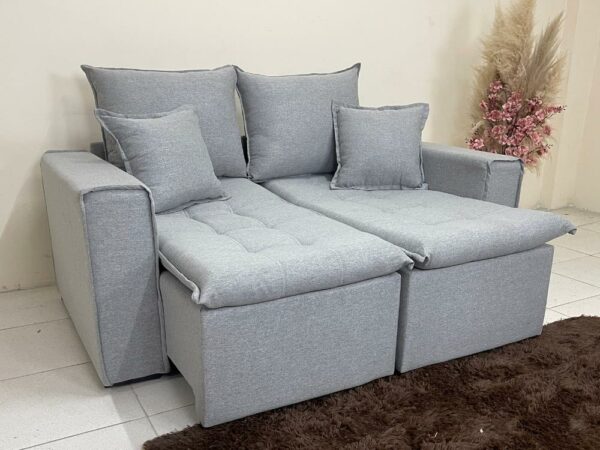 Sofá Cama/Retrátil Ravena 1,80m - Linho Cinza