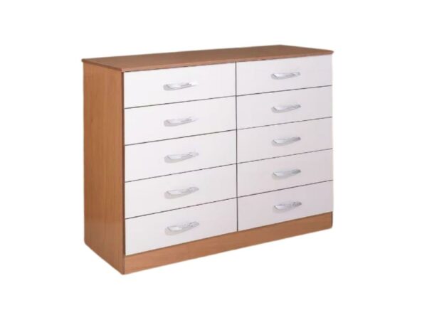 Cômoda Evidência 10 gavetas – Cinamomo/Branco