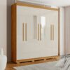 Guarda-Roupa Porto Bello Plus 6 portas com espelho – Cedro/Areia