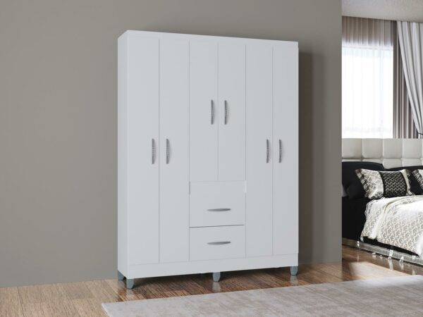 Guarda-Roupa Milão 6 Portas e 2 Gavetas – Branco