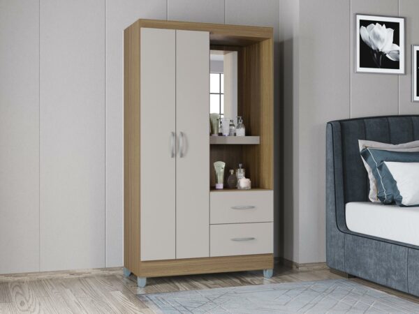 Guarda-Roupa Capelinha Córdoba 2 Portas e 2 Gavetas – Castanho/Off White