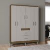 Guarda-Roupa Milão 6 Portas e 2 Gavetas – Castanho/Off White