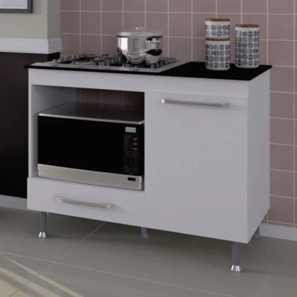 Multiuso Cooktop 105cm - Branco/Preto | Noce/Off White
