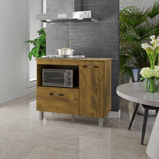 Balcão Cooktop Antonella - Branco | Canela