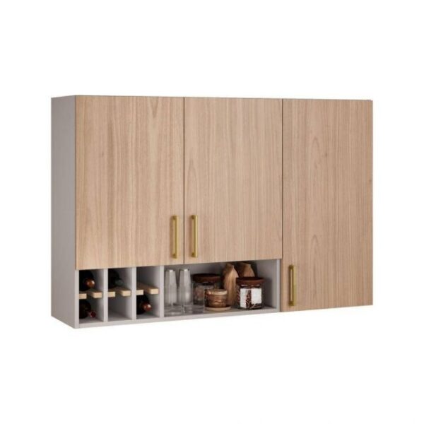 Armário Aéreo 120 3PT Cozinha  Essence - Fendi/Cedro