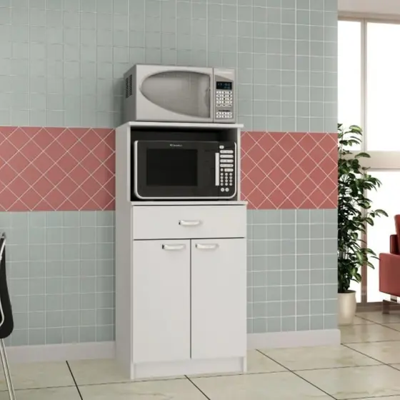 Balcão Microondas e Forno - Branco | Demolição/Branco | Preto