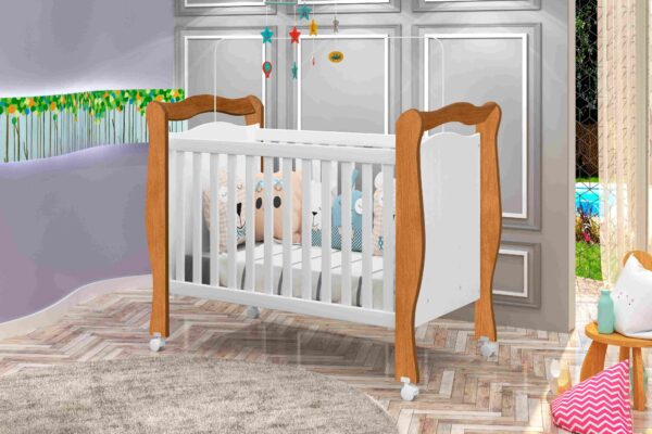 Berço Mini Cama Alvin Branco - Nature/Branco