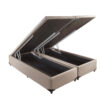 Base Bau Casal Bipartida Corino Bege/Branco/Marrom/Preto