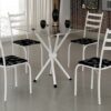Mesa Maraba 75x75 Tampo Vidro Quadrado com 4 Cds