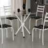 Mesa Maraba 75x75 Tampo Vidro Redondo com 4 Cds