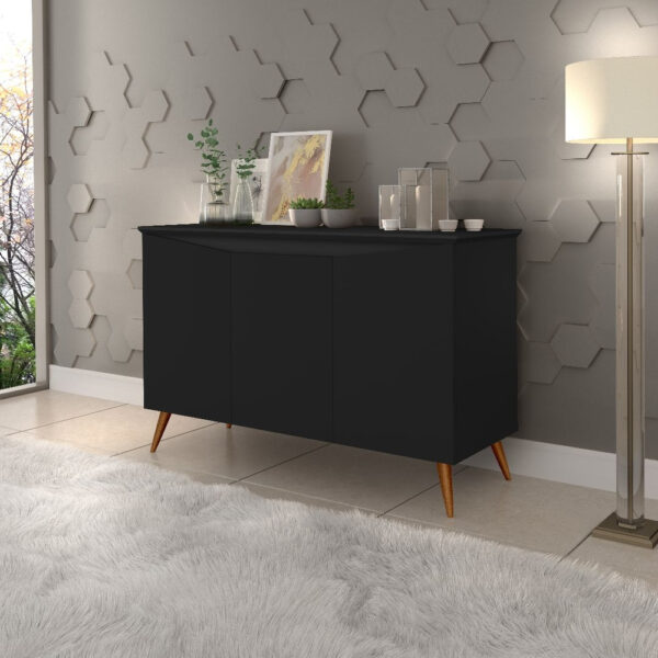 Buffet Aparador Encanto 3Pts Preto - Preto/Freijó - Preto/Naturale
