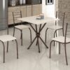 Mesa Rio 70x70 Marrom Tmp Ardososia Quadrado Off White com 4 Cds Marrom Creme Teixeira