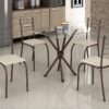 Mesa Rio 70x70 Tampo Vidro Quadrado com 4Cds