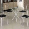 Mesa Rio 75x75 Tampo Vidro Redondo com 4 Cds