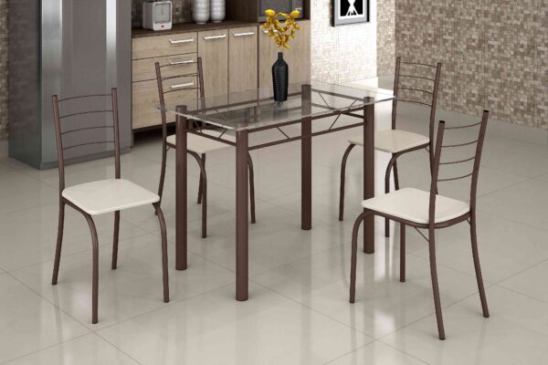 Mesa Rio 100x60 Tampo Vidro com 4 Cds