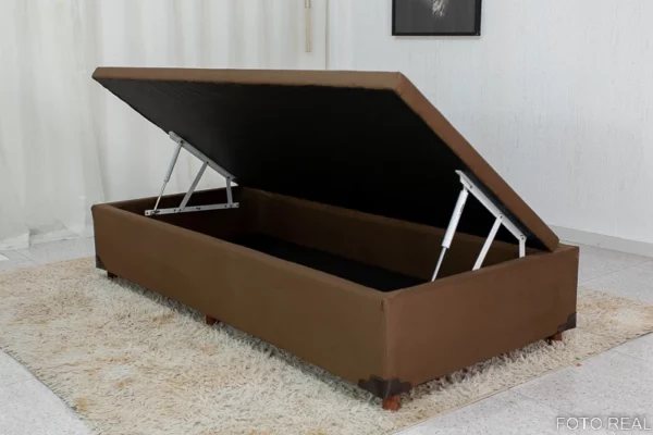 Base Box Baú Solteiro Prime 88x188x38 Sued Chocolate SE