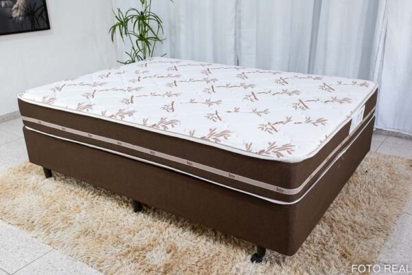 Base Box + Colchão Casal Classic Marrom 188×138x62 Molas Superlastic Anjos