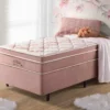 Box Rosa + Colchão Solteiro Eiffel Molas Superlastic 88x188x68 Anjos