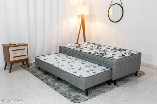 Cama Box Solteiro Dackar + Cama Auxiliar Orthoside