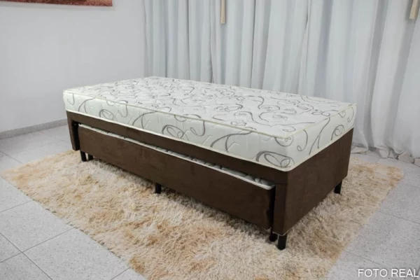 Cama Unibox Solteiro com Auxiliar D-28 Sonho Bom Marrom Nosso Sonho