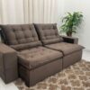 Sofá Retrátil Reclinável Small 2.30m - Marrom Veludão