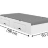 Cama Auxiliar solteiro com 2 gavetas - Branco